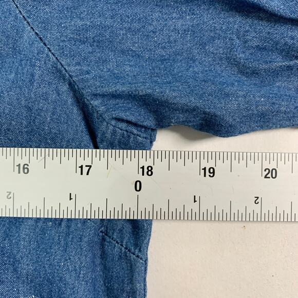 Draper James S Womens Heidi V Neck Top in Chambray Medium Blue - Picture 7 of 10